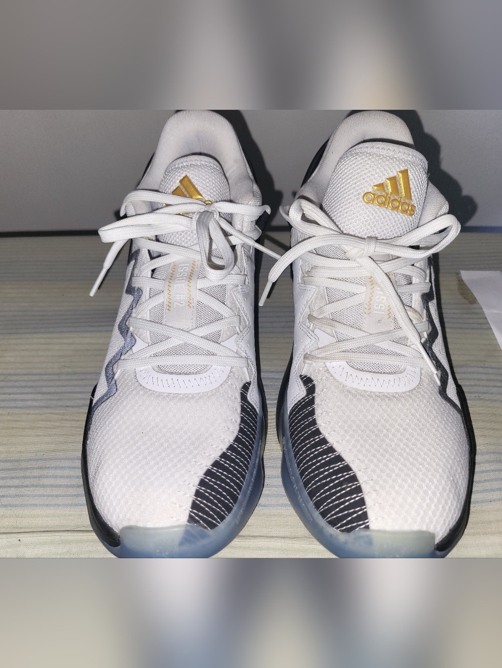 Adidas D.O.N. Issue #2 White & Black Athletic Sneakers with Gold Logo